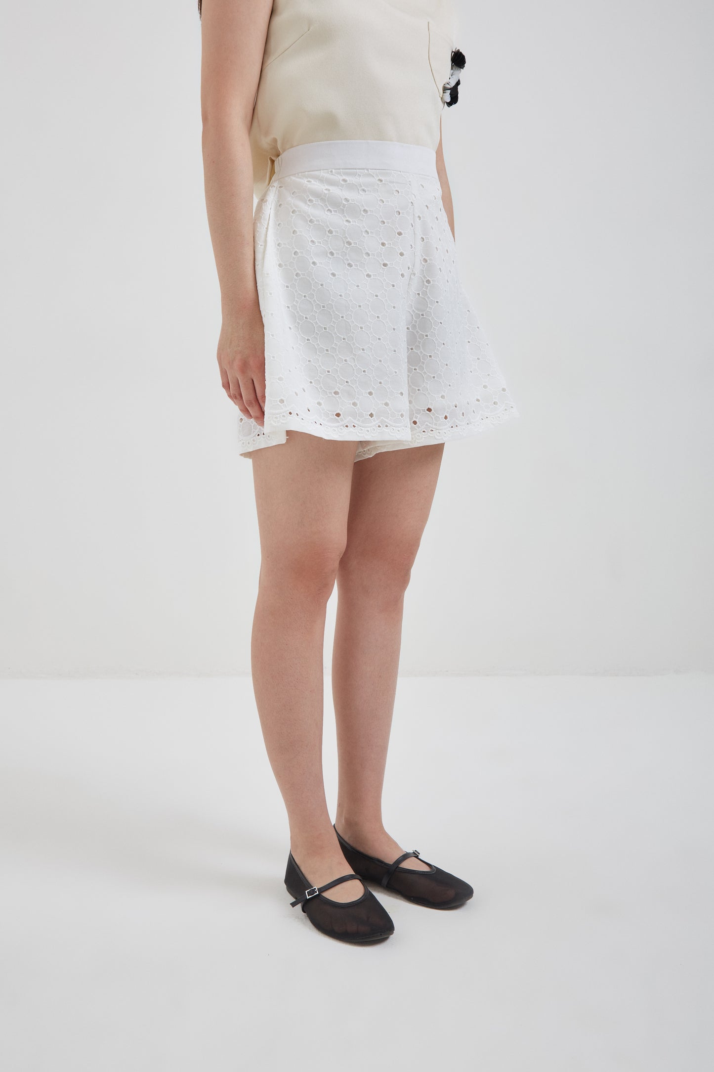 White Polka Shorts