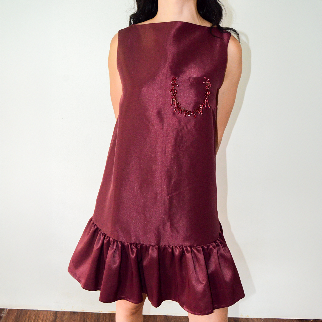 Pocket Dress in Maroon